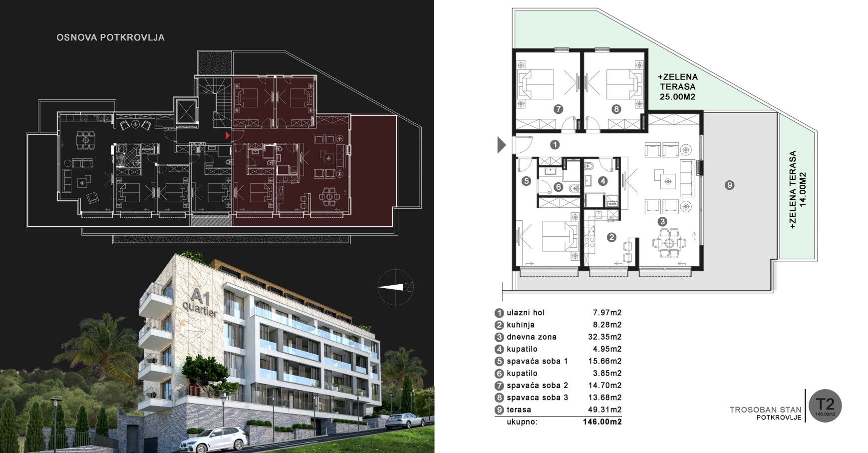 Stanovi u novogradnji, nova zgrada u naselju Dubovica Lux-JEDNOSOBAN STAN 50m2 - Amfora Real Estate