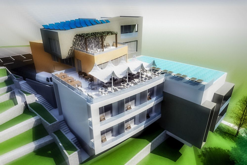 Plac 2550m2 sa otvorenim pogledom na more i idejnim projektom za hotel i vilu, Reževići. - Amfora Real Estate