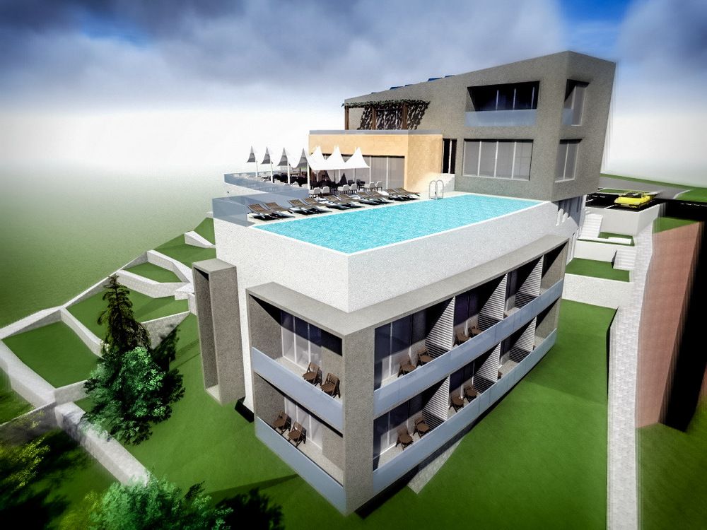 Plac 2550m2 sa otvorenim pogledom na more i idejnim projektom za hotel i vilu, Reževići. - Amfora Real Estate