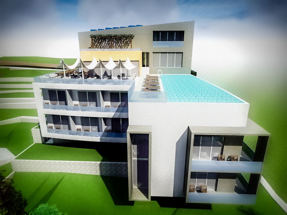 Plac 2550m2 sa otvorenim pogledom na more i idejnim projektom za hotel i vilu, Reževići. - Amfora Real Estate