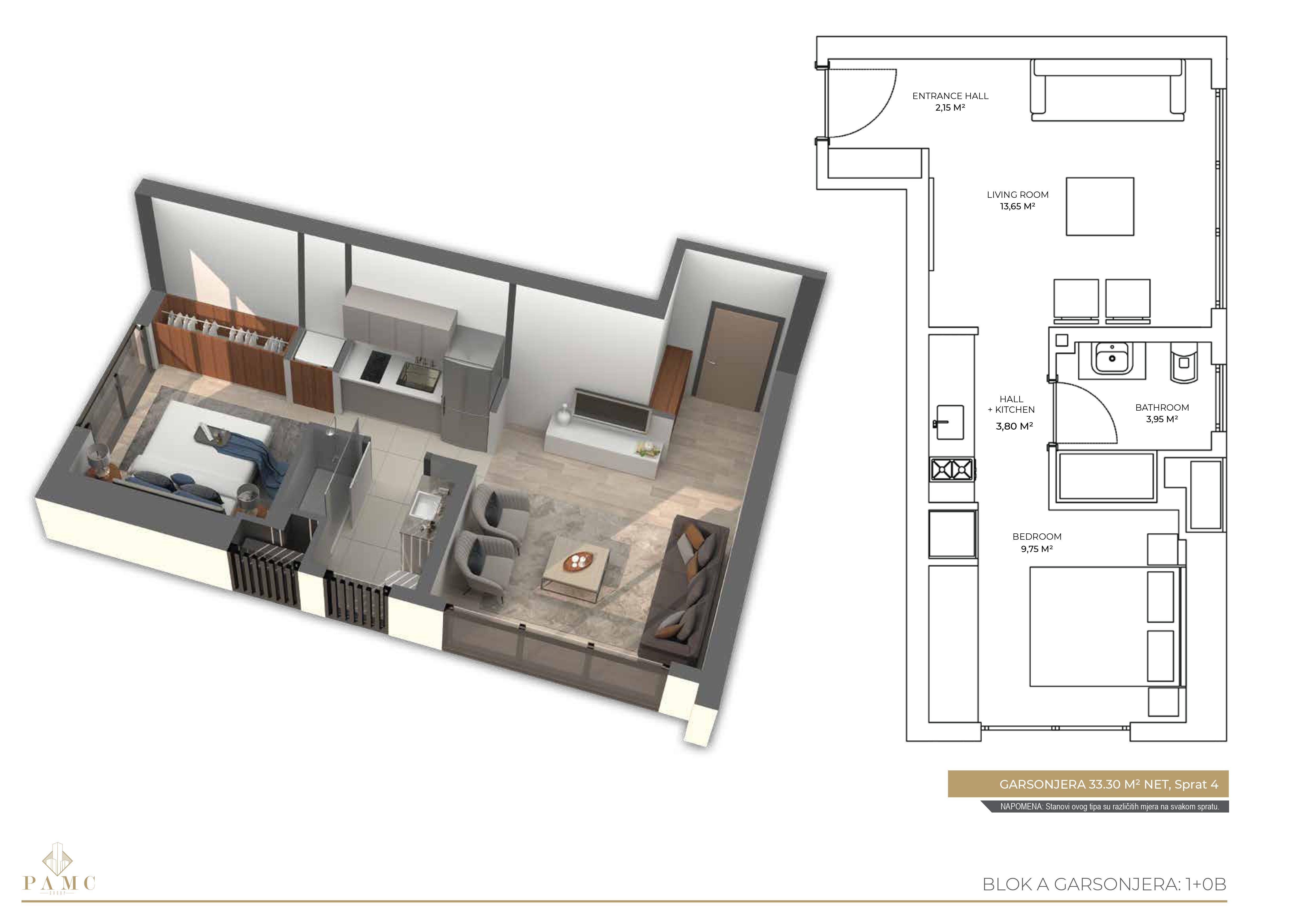 Jednosoban stan 41,7m2 u novogradnji,na ekskluzivnoj lokaciji u luksuznom kompleksu PAMC,Bar. - Amfora Real Estate