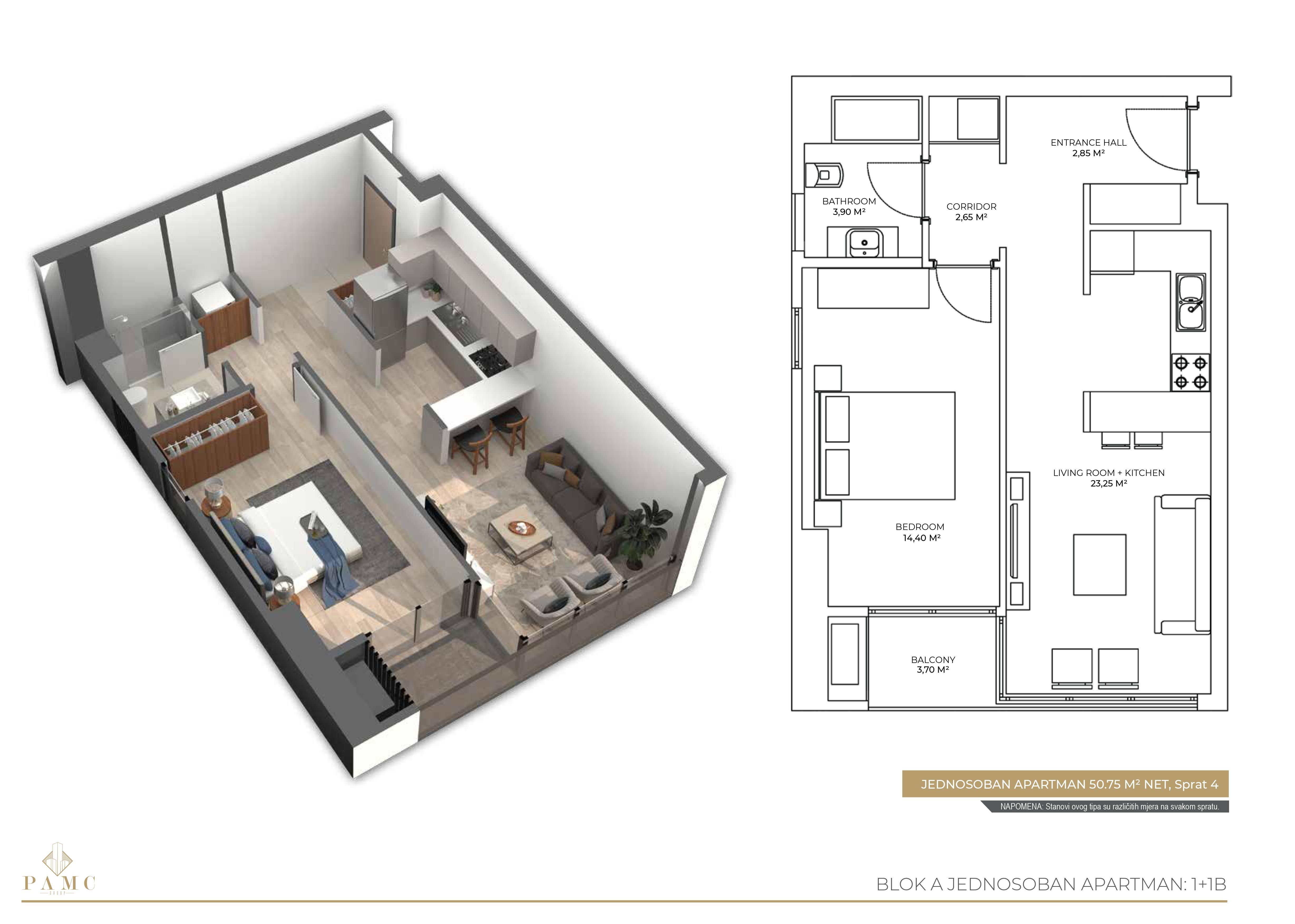 Jednosoban stan 41,7m2 u novogradnji,na ekskluzivnoj lokaciji u luksuznom kompleksu PAMC,Bar. - Amfora Real Estate