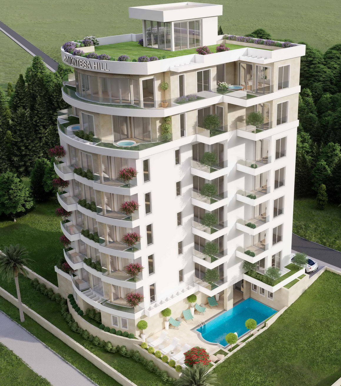 amforaproperty.com/Jednosoban stan 44m2+1m2 GRATIS zelene terase,u novom kompleksu sa bazenom, SPA i pogledom na more - BECICI