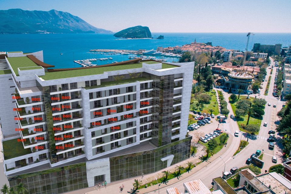 amforaproperty.com/Porto Budva! Studio, 4.sprat, pogled na grad i Mediteransku ulicu